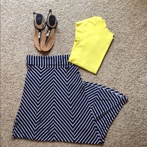 Blue and white striped maxi skirt